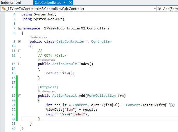 create an index in MVC controller